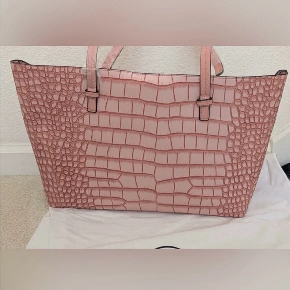 De Vesi De L’Armour Pink Crocodile-Embossed Tote Bag Shoulder Handbag - Picture 5 of 6